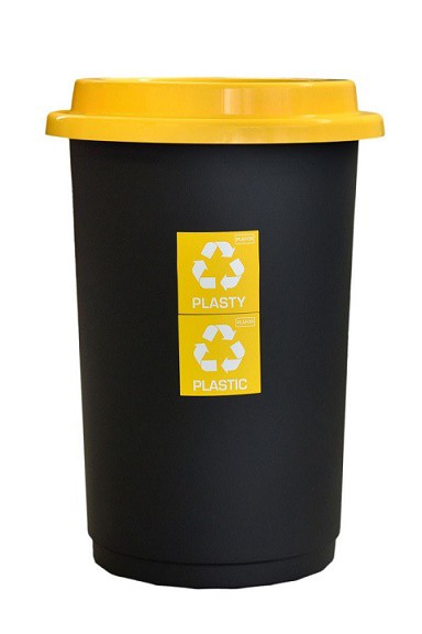 Koš na tříděný odpad žlutý 50l 183019 | Úklidové a ochranné pomůcky - Vědra, kýble a odpadkové koše